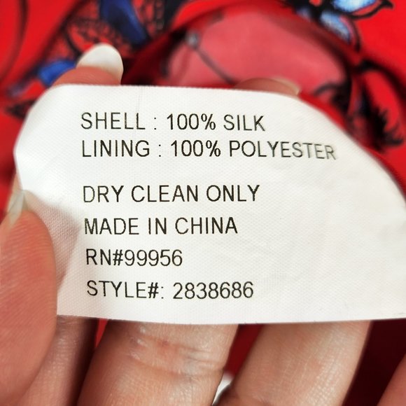 Shoshanna Red Floral Silk Dress Size 8 - Picture 11 of 12